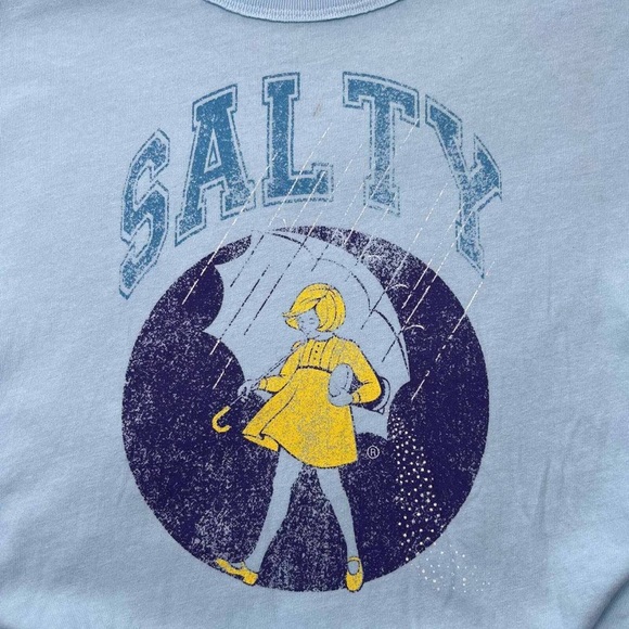 Aerie Salt Yellow Dressed Salty Soft Blue Crop Tee elastic waist preloved - Picture 2 of 5